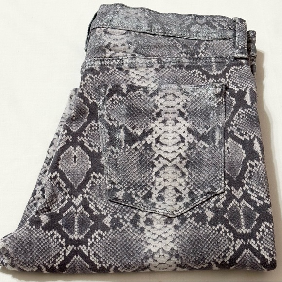Hudson Barbara Super Skinny Gray/White Python Snakeskin Silver Coated Jeans - 28 - Picture 12 of 17